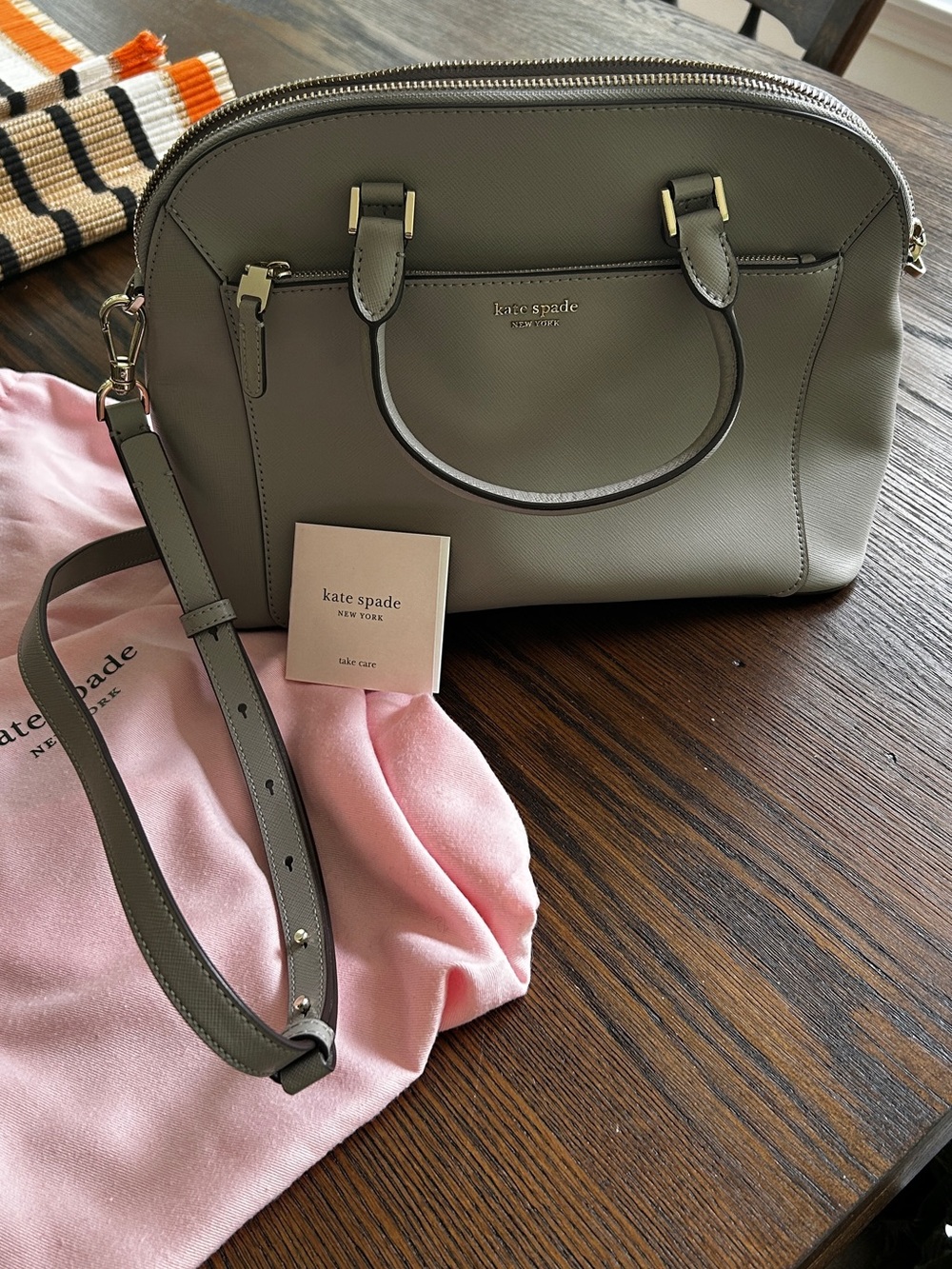 Kate Spade Saffiano Leather Sadie Dome Satchel Bag with Dust Bag & Strap